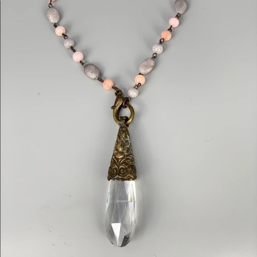 Melanie Clara Paris Long Beaded Necklace w/Crystal